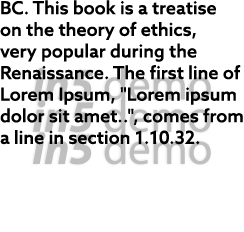 BC  This book is a treatise on the theory of ethics, very popular during the Renaissance  The first line of Lorem Ips   